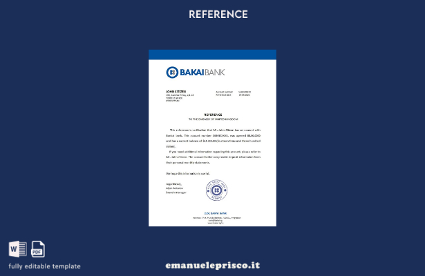 modello di riferimento della OJSC Bakai Bank del Kirghizistan in stile verificat
